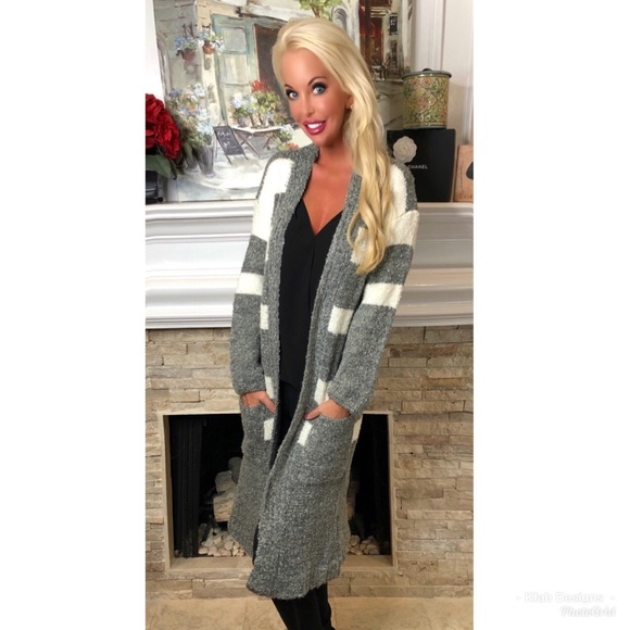 ❤️LAST 1! Super Warm/Soft Striped Cardigan - Picture 3 of 4